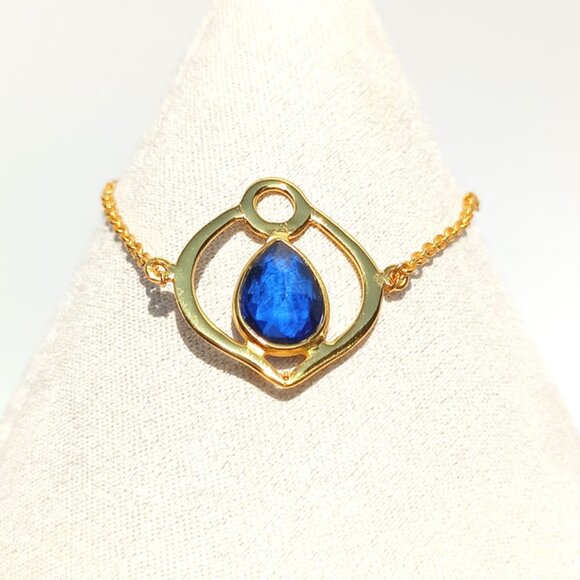 Tanzanite Sterling Silver 925 Dainty Chain Bracelet - 18K Gold Plated for Her - Picture 3 of 11